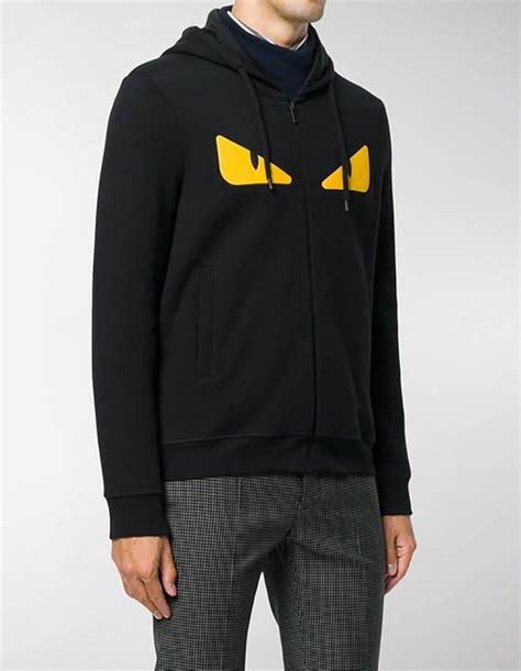 fendi zip up hoodie|fendi monster eyes sweatshirt.